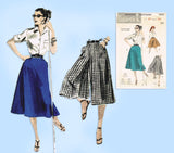 1950s Vintage Butterick Sewing Pattern 7643 Misses Skirt or Culottes Size 28 W