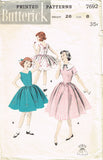 1950s Original Vintage Butterick Sewing Pattern 7692 Little Girls Dress Size 8 - Vintage4me2