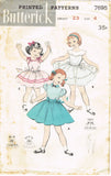 1950s Vintage Butterick Sewing Pattern 7695 Toddler Girls Party Dress Size 4