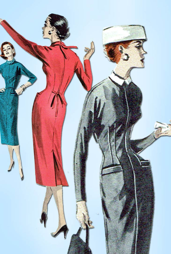 1950s Vintage Butterick Sewing Pattern 7809 Misses Wiggle Dress Size 13 31 Bust