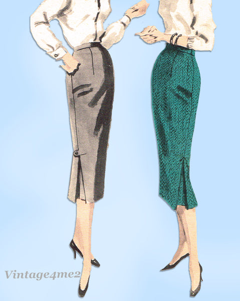 Butterick 7830: 1950s Misses Slender Skirt Sz 28 Waist Vintage Sewing Pattern