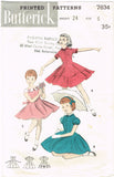 1950s Vintage Butterick Sewing Pattern 7834 Toddler Girls Party Dress Size 6