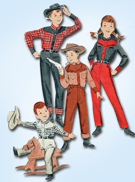 1950s Vintage Butterick Sewing Pattern 7878 Boys or Girls Cowboy