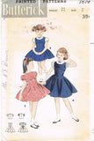 1950s Vintage Butterick Sewing Pattern 7879 Baby Girls Empire Waist Dress Size 2