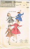 1950s Vintage Butterick Sewing Pattern 7911 Uncut Toddler Girls Flared Coat Size 6