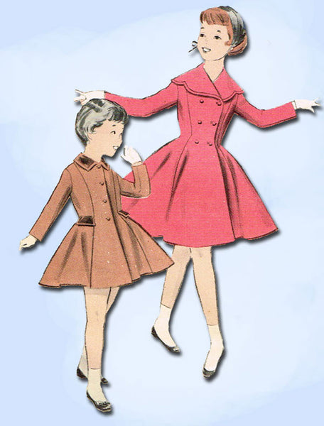 1950s Vintage Butterick Sewing Pattern 7911 Uncut Toddler Girls Flared Coat Size 6