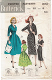 Butterick 8053: 1950s Dress w Thin or Full Skirt Sz 32 B Vintage Sewing Pattern