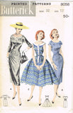 1950s Vintage Butterick Sewing Pattern 8058 Misses Scoop Yoked Dress Size 12 32B