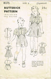 Butterick 8075: 1930s Cute Toddler Twins Suit Size 5 Vintage Sewing Pattern