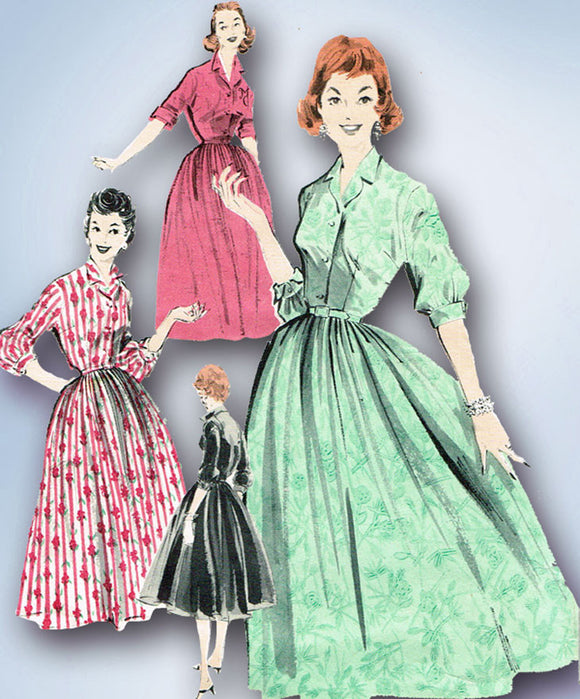 1950s Vintage Butterick Sewing Pattern 8078 Misses Rockabilly Dress Size 14 34B