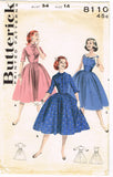 1950s Vintage Butterick Pattern 8110 Uncut Misses Day or Night Dress Sz 34B