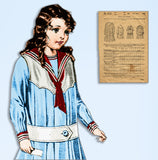 1910s VTG Butterick Sewing Pattern 8134 Toddler Girls Edwardian Sailor Dress Sz4
