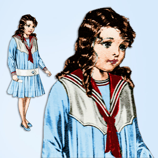 1910s VTG Butterick Sewing Pattern 8134 Toddler Girls Edwardian Sailor Dress Sz4