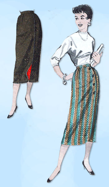 1950s Vintage Butterick Sewing Pattern 8266 Easy Misses One Yard Skirt Sz 24.5 W