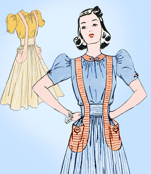 1930s Butterick Sewing Pattern 8274 Uncut Misses Suspender Skirt & Blouse Sz 33B