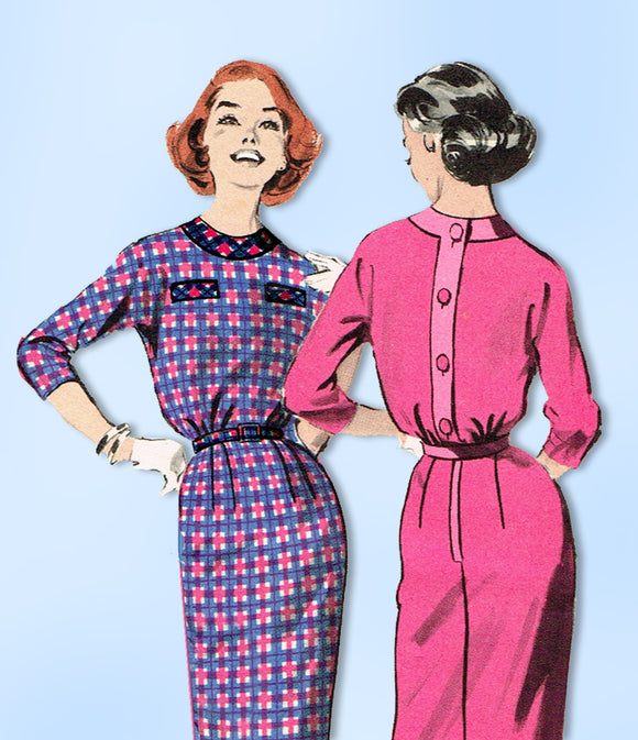 1950s Original Vintage Butterick Pattern 8309 Uncut Misses Easy Dress Size 36 B