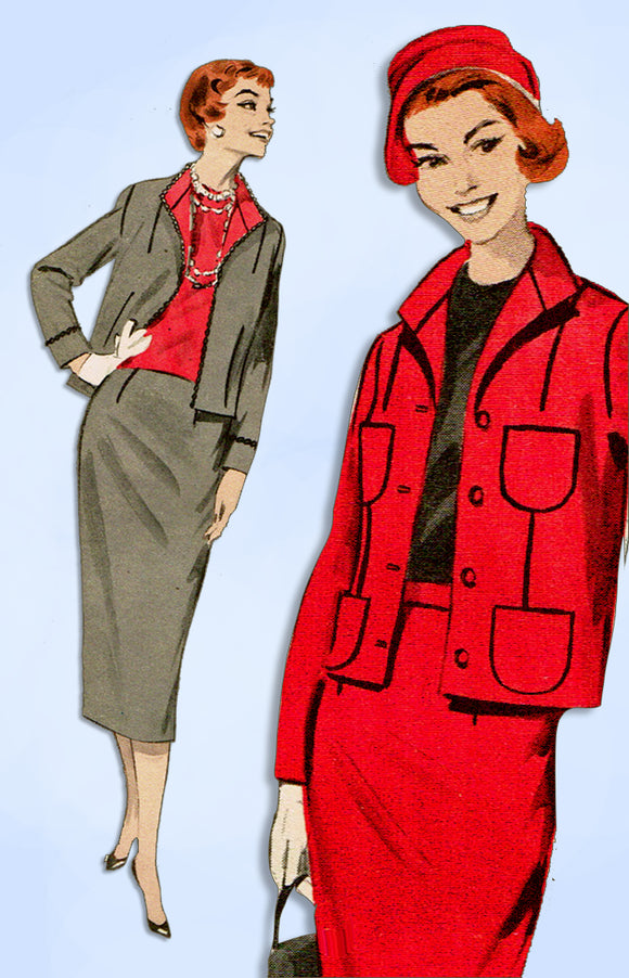 1950s Original Vintage Butterick Pattern 8318 Uncut Misses Suit 32 B –  Vintage4me2
