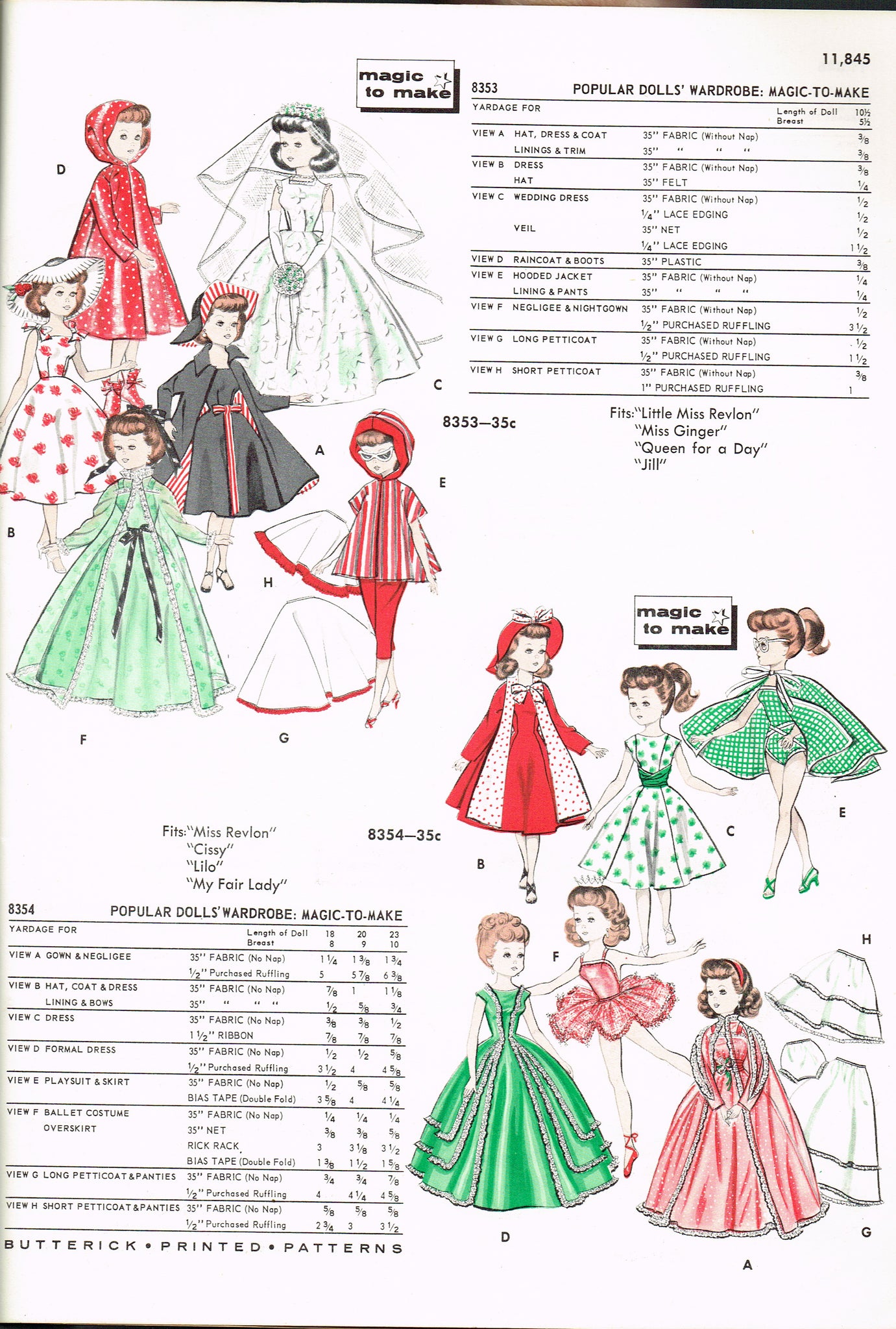 Butterick Sewing Pattern 5589 18 Doll Clothes