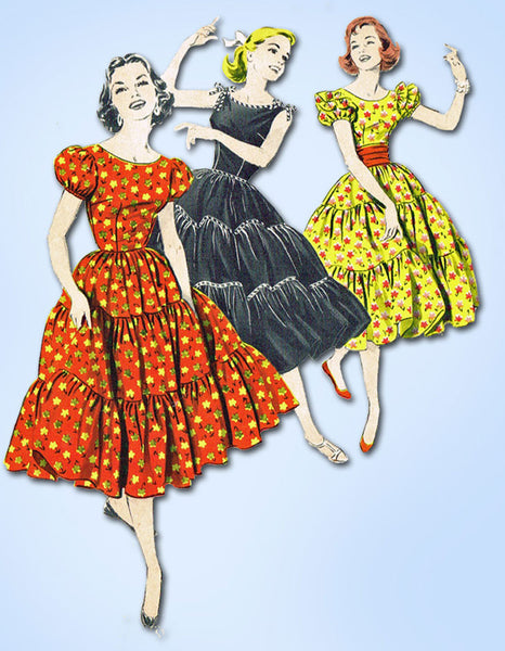 1950s Vintage Butterick Sewing Pattern 8367 Uncut MIsses Square Dancing Dress 15