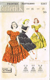 1950s Vintage Butterick Sewing Pattern 8367 Uncut MIsses Square Dancing Dress 15