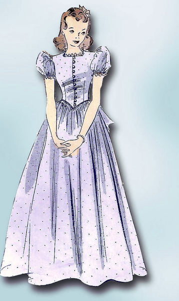 1940s Vintage Butterick Sewing Pattern 8428 Little Girls Formal Dress or Gown 10 - Vintage4me2