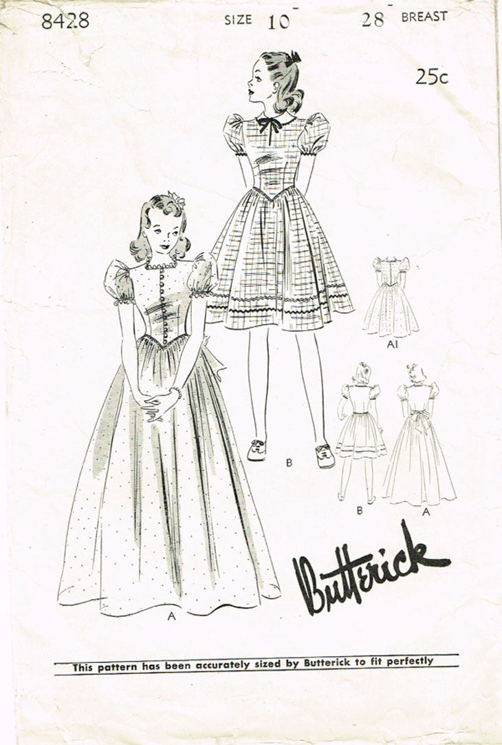 1940s Vintage Butterick Sewing Pattern 8428 Little Girls Formal Dress Vintage4me2 1940s Vintage Butterick Sewing Pattern 8428 Little Girls Formal Dress Vintage4me2