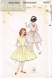 1950s Vintage Butterick Sewing Pattern 8485 Little Girls Basque Dress Size 7 25B