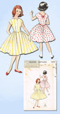 1950s Vintage Butterick Sewing Pattern 8485 Little Girls Basque Dress Size 7 25B