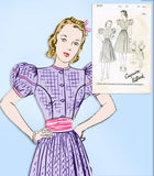 1930s Vintage Butterick Sewing Pattern 8490 Uncut Misses Puff Sleeve Dress 33 B