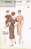 1950s Original Vintage Butterick Pattern 8495 Uncut Misses Easy Sheath Dress 36B