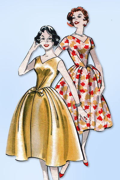 1950s Vintage Butterick Sewing Pattern 8525 Misses Cocktail Dress Size 12 32 B