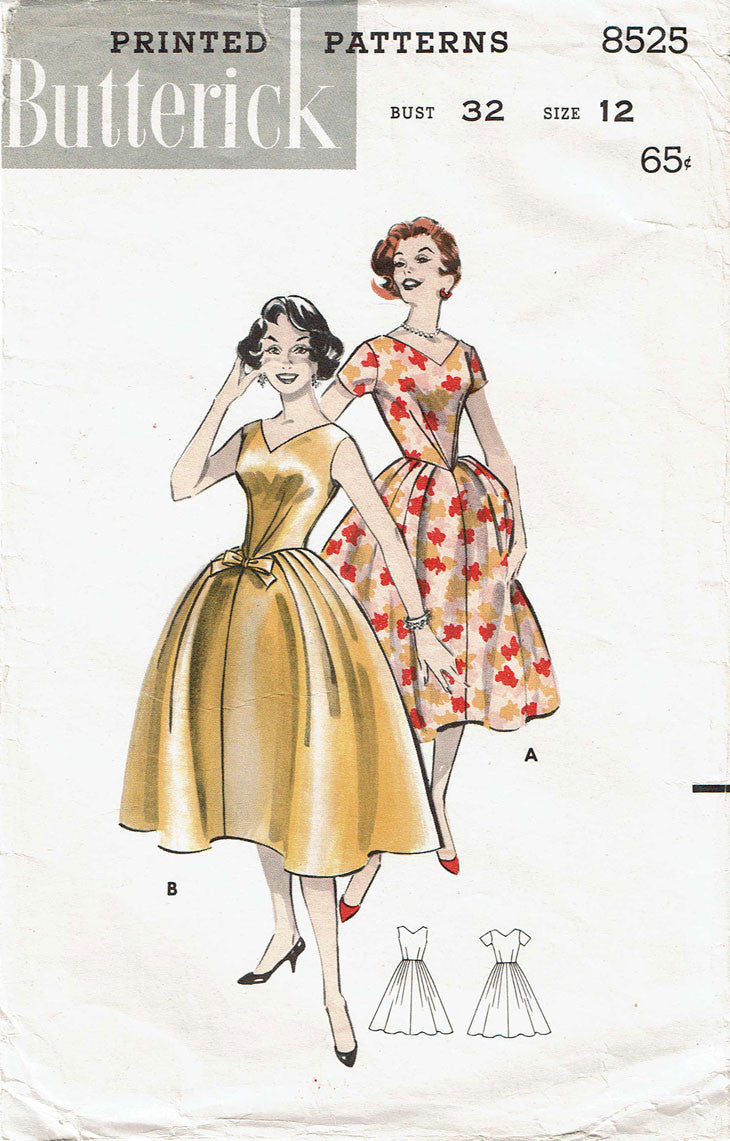1950s Vintage Butterick Sewing Pattern 8525 Misses Cocktail Dress Size –  Vintage4me2