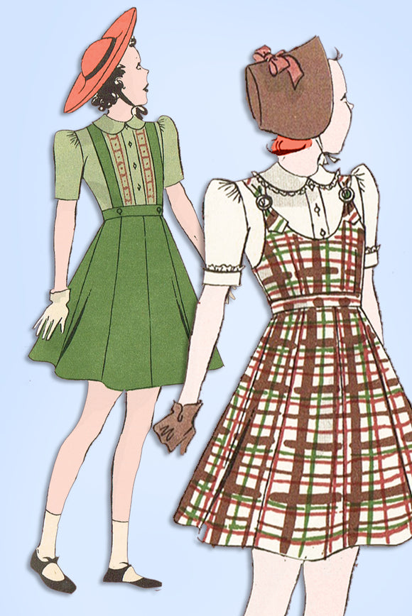 1930s Vintage Butterick Sewing Pattern 8553 Girls Pantie Blouse & Jumper Size 10