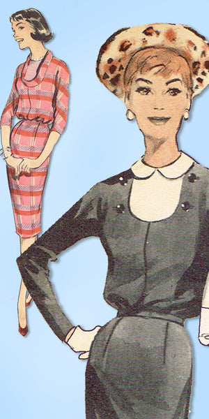 1950s Vintage Butterick Sewing Pattern 8694 Uncut Misses Bloused Sheath Dress 32