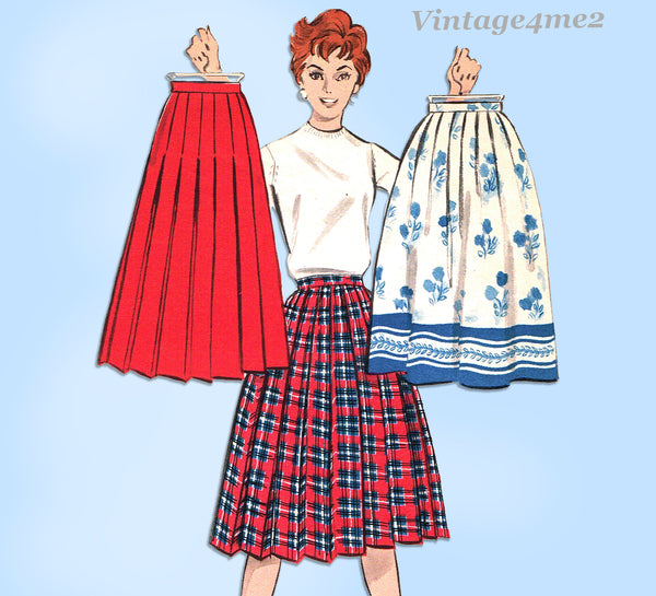 Butterick 8716: 1950s Misses Easy Pleated Skirt Size 26 W Vintage Sewing Pattern