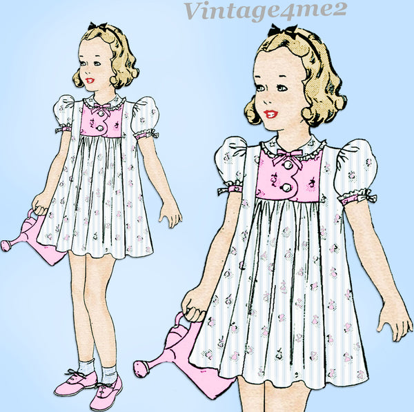 Butterick 8718: 1930s Uncut Little Girls Party Dress Sz 7 Vintage Sewing Pattern