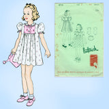 Butterick 8718: 1930s Uncut Little Girls Party Dress Sz 7 Vintage Sewing Pattern