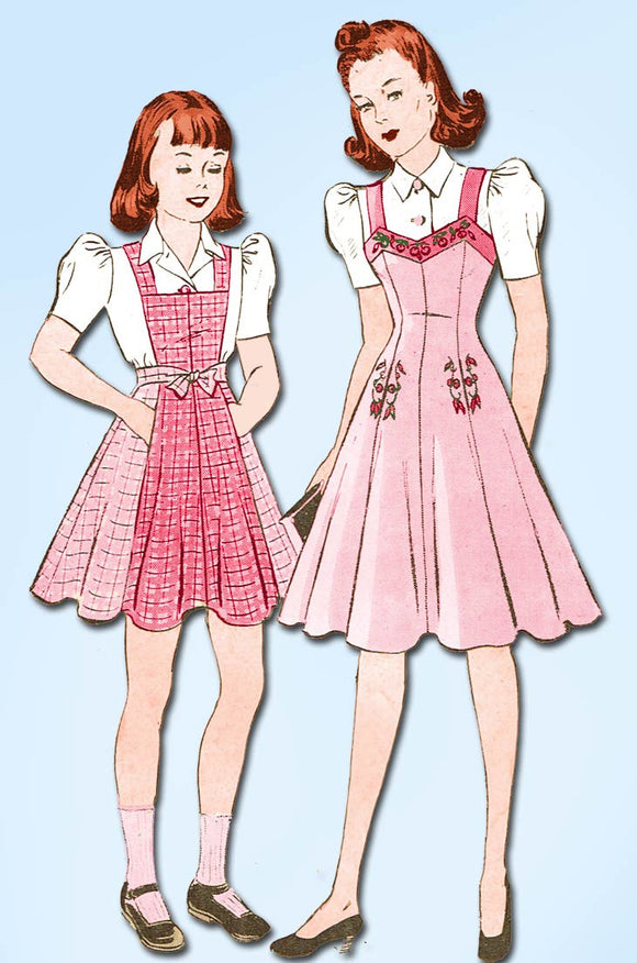 1930s Vintage Butterick Sewing Pattern 8857 Junior Girls Jumper & Blouse Sz 33 B - Vintage4me2