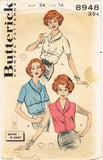 Butterick 8948: 1950s Misses Easy Blouse Size 34 Bust Vintage Sewing Pattern