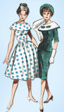 1950s Original Vintage Butterick Pattern 9031 Misses Dress w Cape Collar Sz 32 B