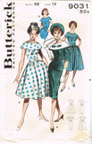 1950s Original Vintage Butterick Pattern 9031 Misses Dress w Cape Collar Sz 32 B