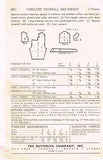 1950s Vintage Butterick Sewing Pattern 9051 Baby Playsuit or Coveralls Size 6 mo