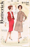 1960s Vintage Butterick Sewing Pattern 9106 Uncut Skirt & Cardigan Jacket Sz 32B