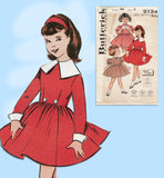 1950s Vintage Butterick Sewing Pattern 9124 Uncut Toddler Girls Dress Size 3