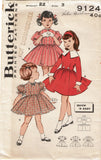 1950s Vintage Butterick Sewing Pattern 9124 Uncut Toddler Girls Dress Size 3