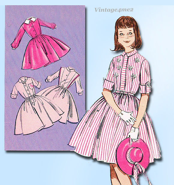 1960s Vintage Butterick Sewing Pattern 9161 Uncut Teen Girls Shirtwaist Dress Sz8