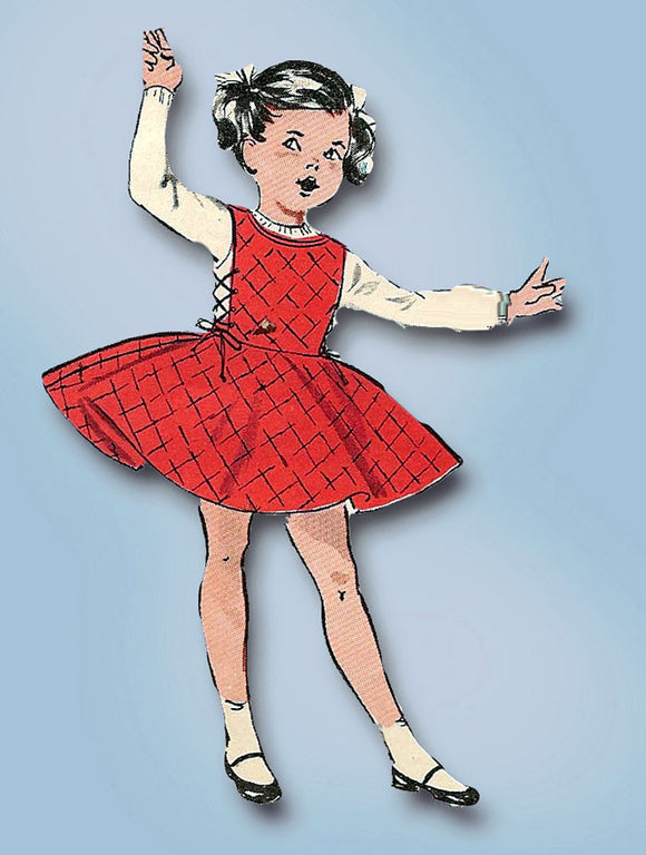 1950s Vintage Butterick Sewing Pattern 9164 Toddler Girls Jumper Dress Size 6