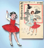 1950s Vintage Butterick Sewing Pattern 9164 Toddler Girls Jumper Dress Size 6