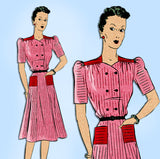 Butterick 9181: 1940s Misses WWII Street Dress Sz 36 Bust Vintage Sewing Pattern