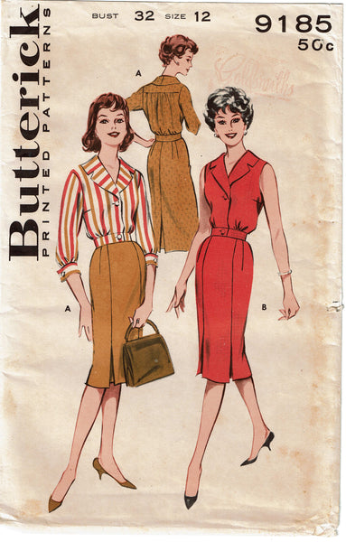 1960s Vintage Butterick Sewing Pattern 9185 Darling Skirt & Blouse Set Size 32 B